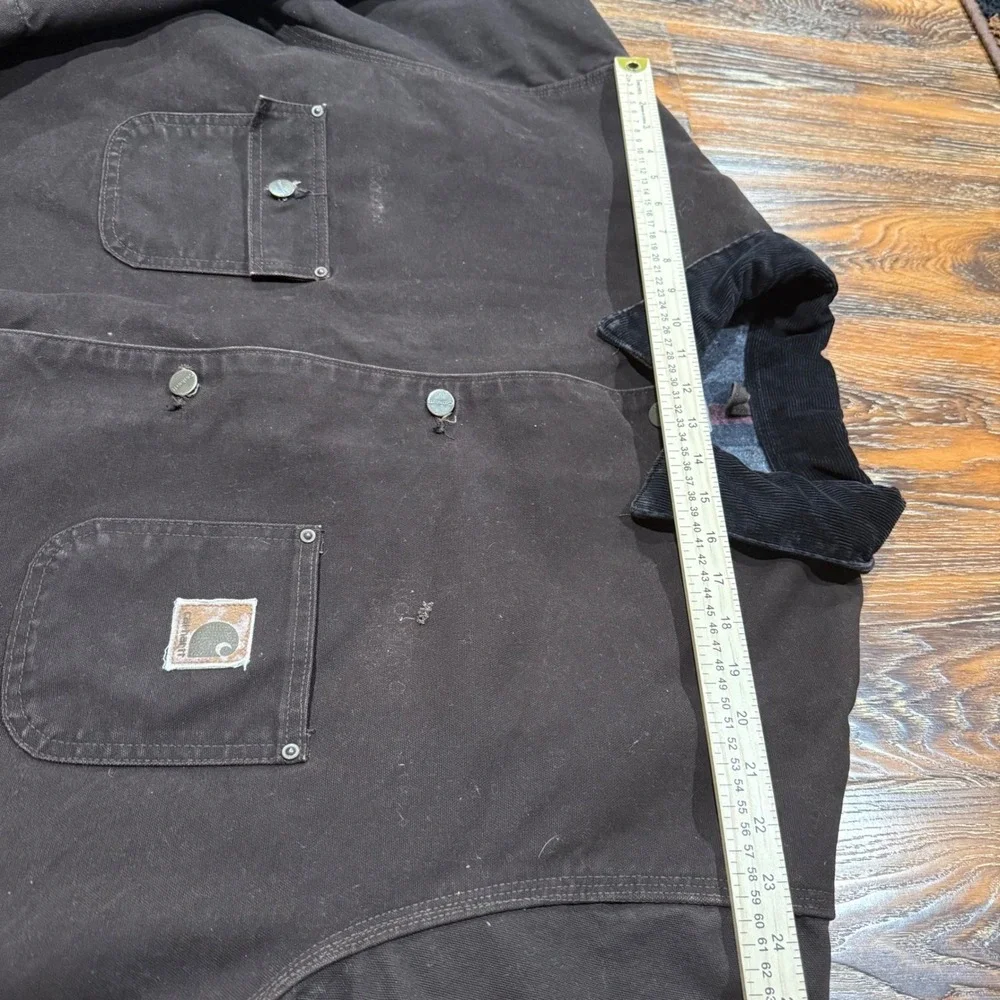 VTG Carhartt Mens 3XL Dark Brown Blanket Duck Canvas Chore Coat Jacket Detroit